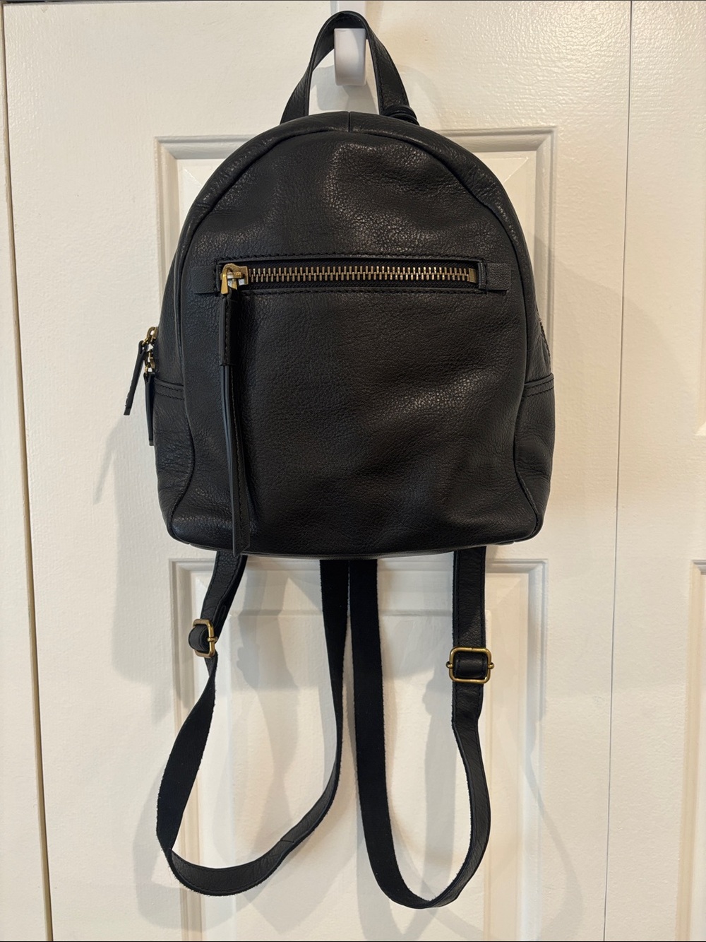 Fossil Black Leather Mini Backpack with Gold Hardware